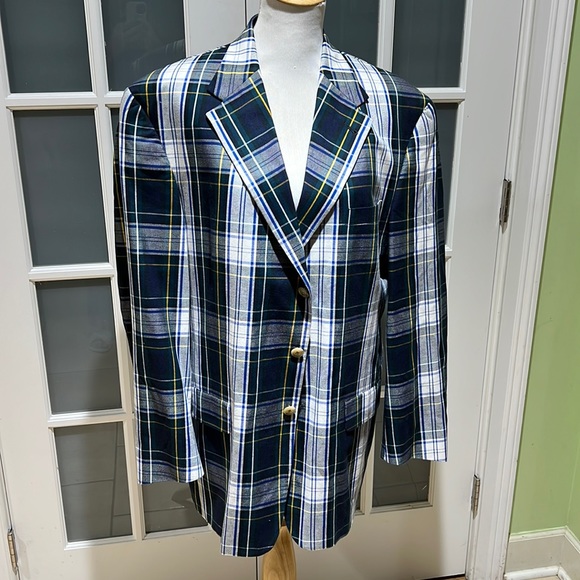 Green and cream made in the USA plaid blazer Tommy Hilfiger 50 - Picture 1 of 10